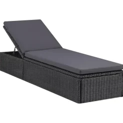 vidaXL - Zonnebed - Zwart - Poly rattan