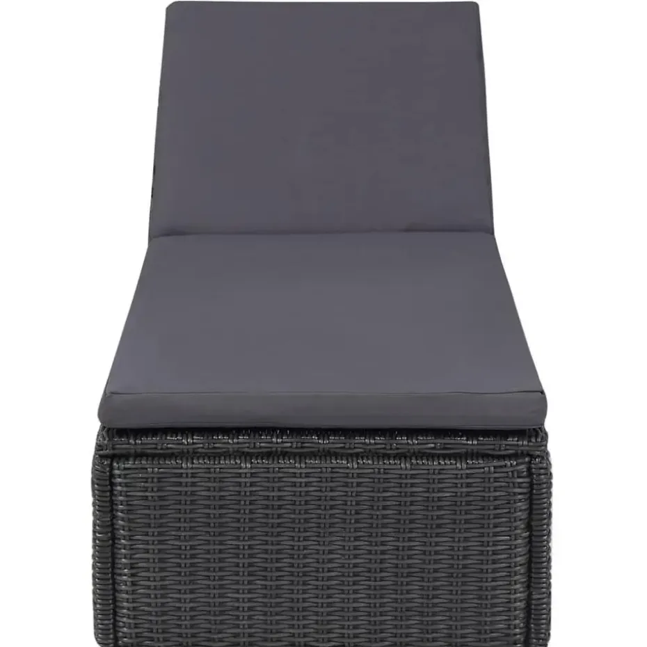vidaXL - Zonnebed - Zwart - Poly rattan
