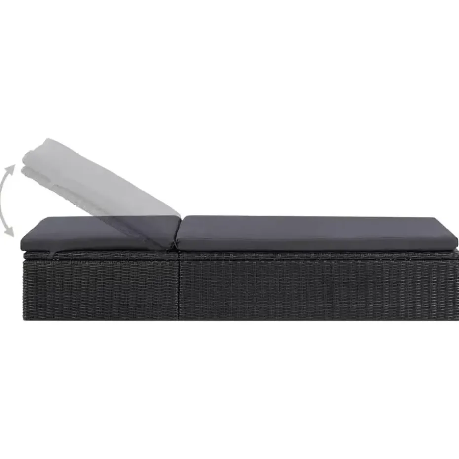 vidaXL - Zonnebed - Zwart - Poly rattan