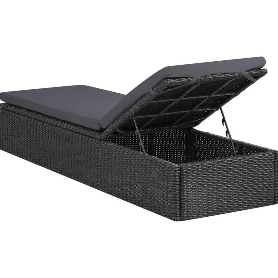 vidaXL - Zonnebed - Zwart - Poly rattan