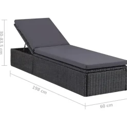 vidaXL - Zonnebed - Zwart - Poly rattan