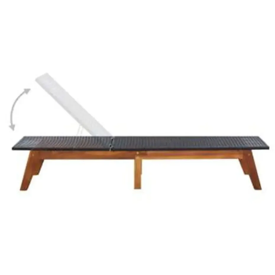 vidaXL - Zonnebed - Zwart - Poly rattan