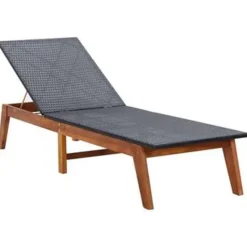 vidaXL - Zonnebed - Zwart - Poly rattan
