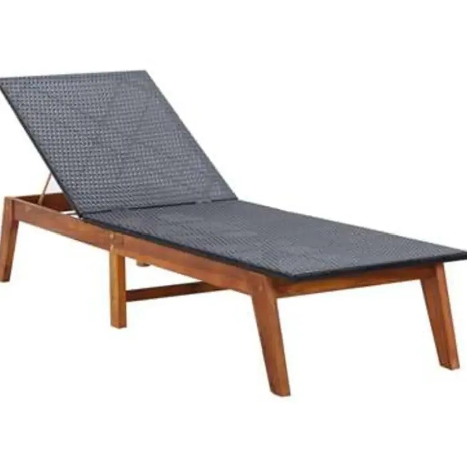 vidaXL - Zonnebed - Zwart - Poly rattan