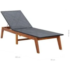 vidaXL - Zonnebed - Zwart - Poly rattan