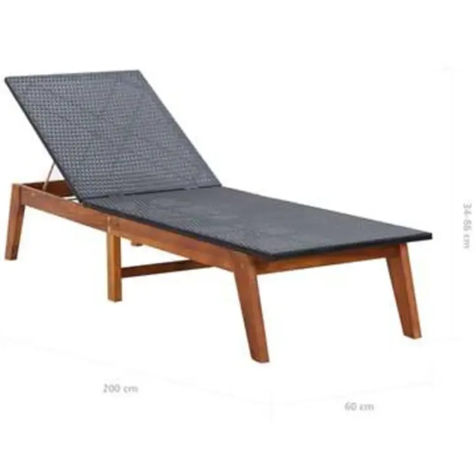 vidaXL - Zonnebed - Zwart - Poly rattan