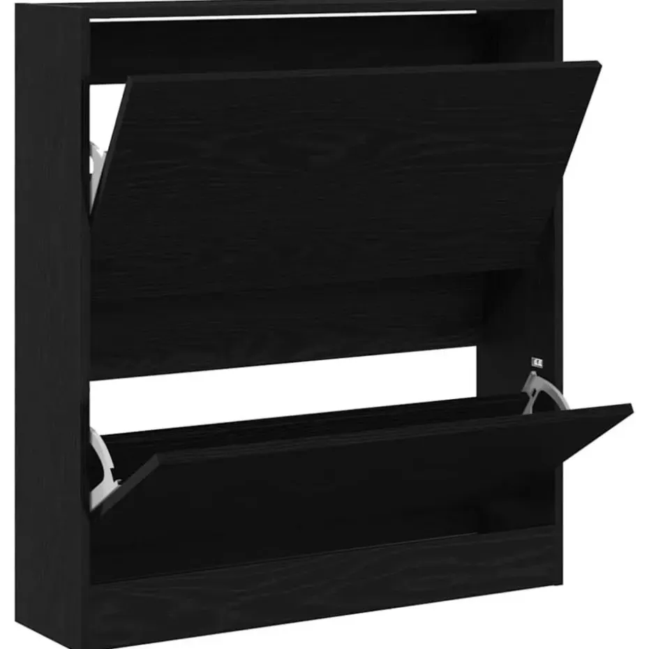 vidaXL - Zwart Schoenenkast met 2 vakken - Bewerkt hout - 80x21x87.5 cm