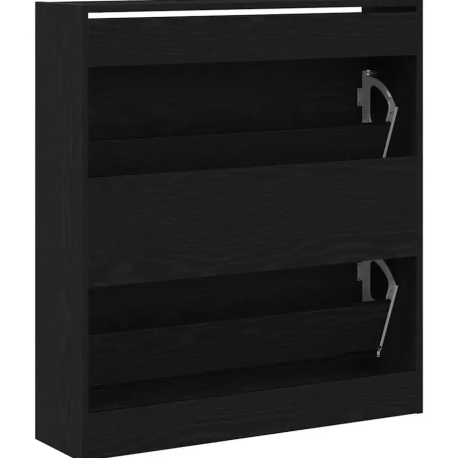 vidaXL - Zwart Schoenenkast met 2 vakken - Bewerkt hout - 80x21x87.5 cm