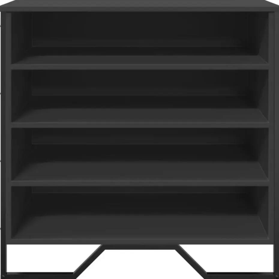 vidaXL - Zwart Schoenenkast met 4 vakken - Bewerkt hout en metaal - 80x38x78 cm