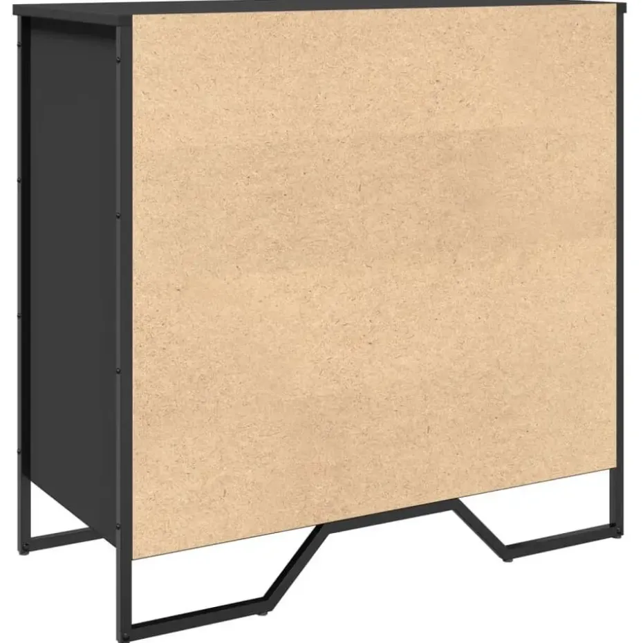 vidaXL - Zwart Schoenenkast met 4 vakken - Bewerkt hout en metaal - 80x38x78 cm