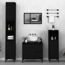 vidaXL - Zwart Wastafelonderkast - 1 deur 2 lades - Hout en metaal - 65x33x60 cm