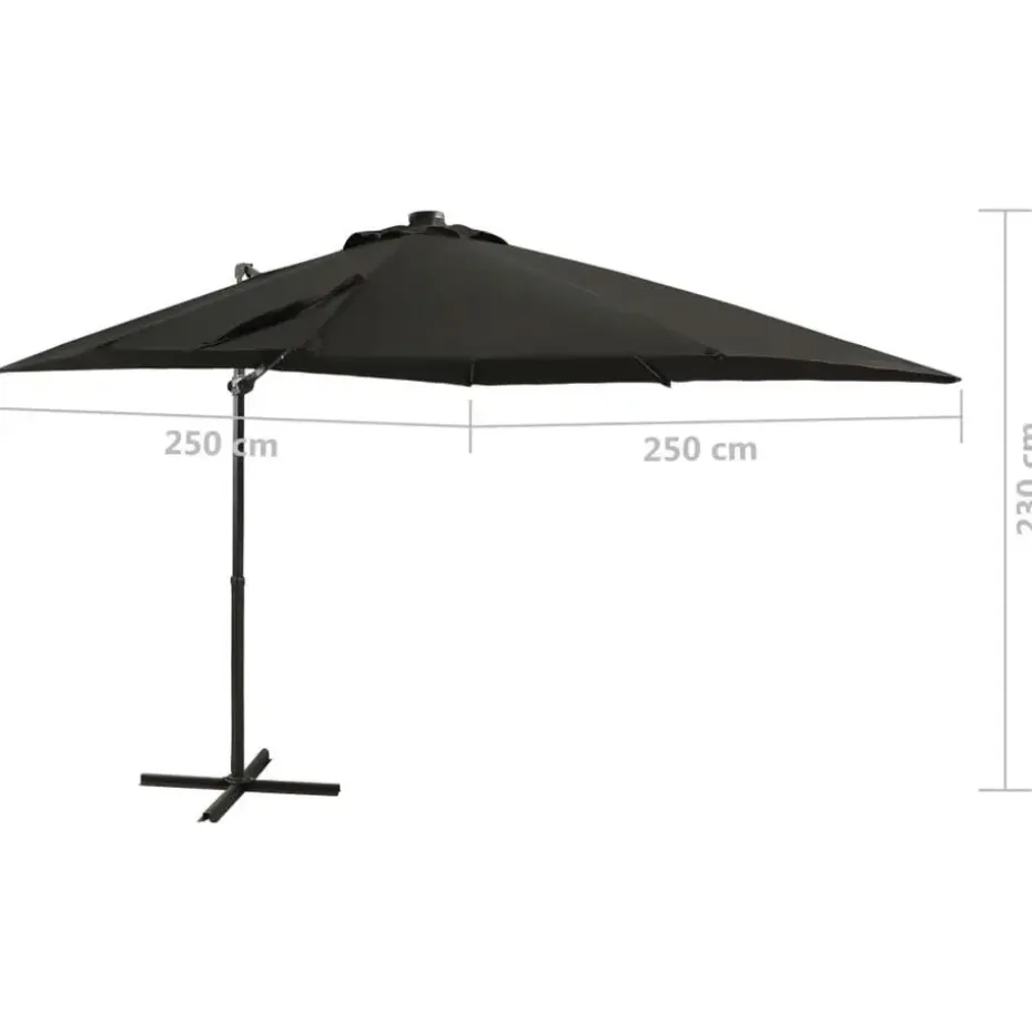 vidaXL - Zweefparasol - Zwart - 250 cm