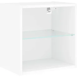 vidaXL - Zwevend LED TV-meubel glas legplank - Wit - 40x28.5x40 cm