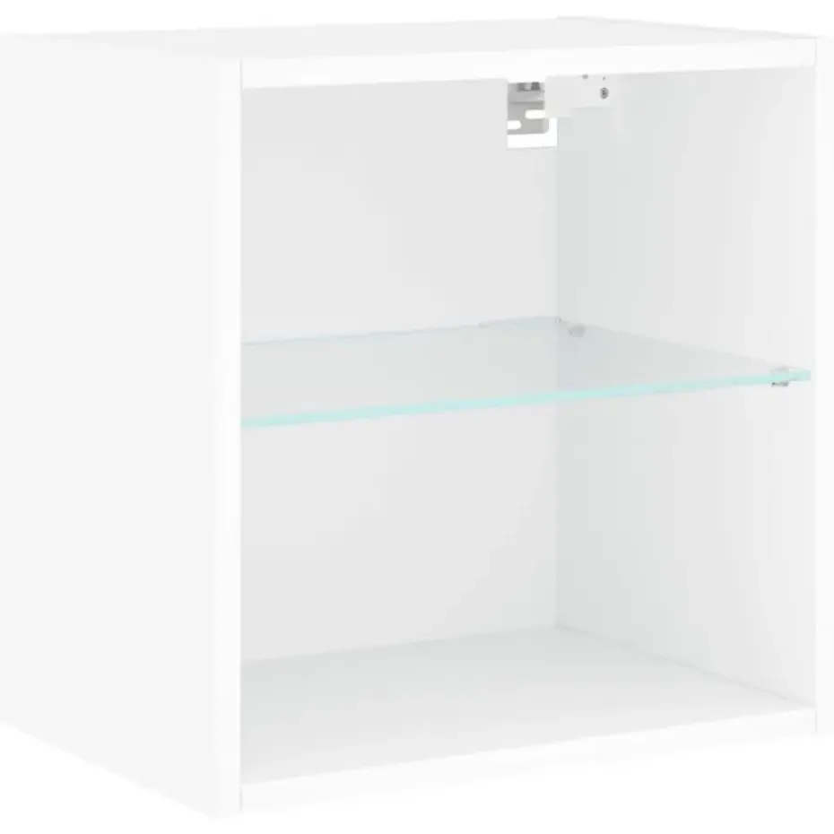 vidaXL - Zwevend LED TV-meubel glas legplank - Wit - 40x28.5x40 cm