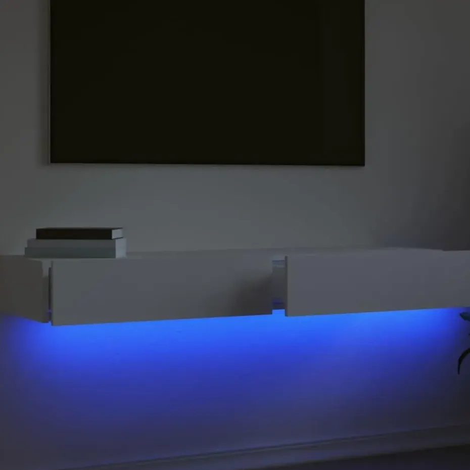 vidaXL - Zwevend LED TV-meubel met lade - Wit - Hout - 60x35x15.5 cm - 2 stuks