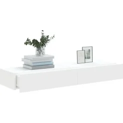 vidaXL - Zwevend LED TV-meubel met lade - Wit - Hout - 60x35x15.5 cm - 2 stuks