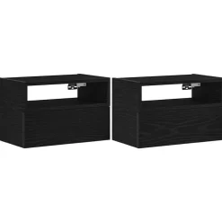 vidaXL - Zwevend Nachtkastjes met lade - Zwart - 45x26x28.5 cm - Set van 2