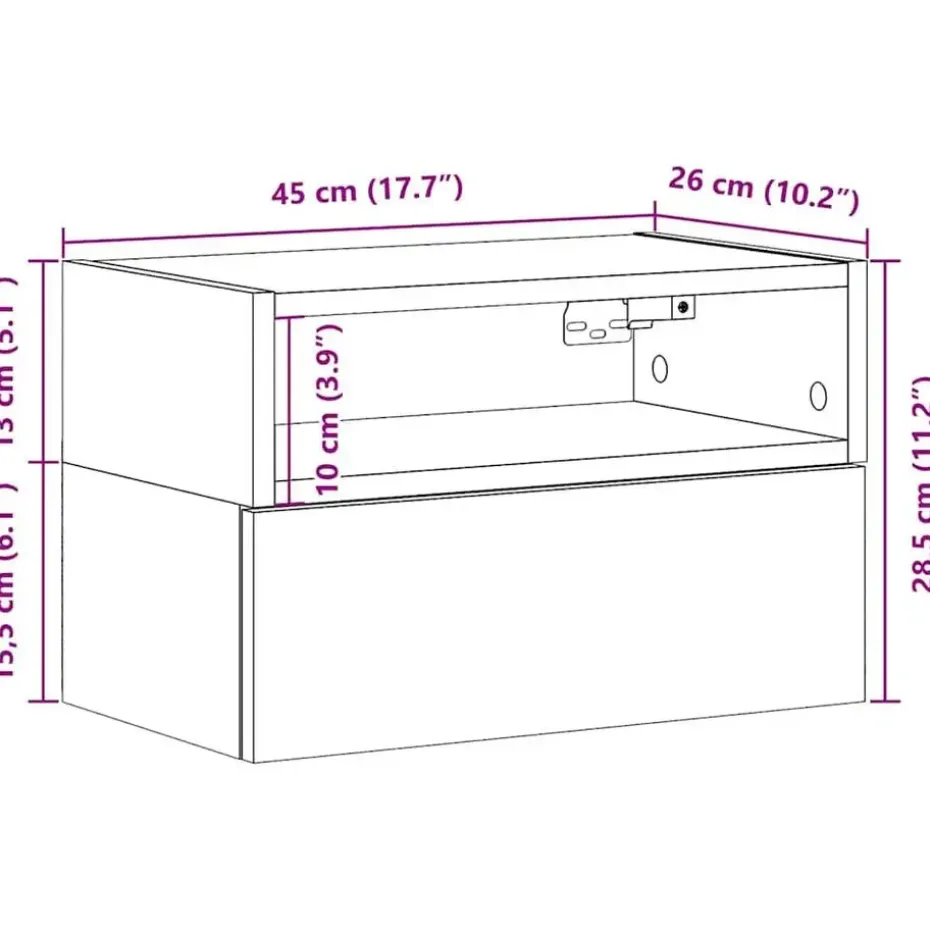 vidaXL - Zwevend Nachtkastjes met lade - Zwart - 45x26x28.5 cm - Set van 2