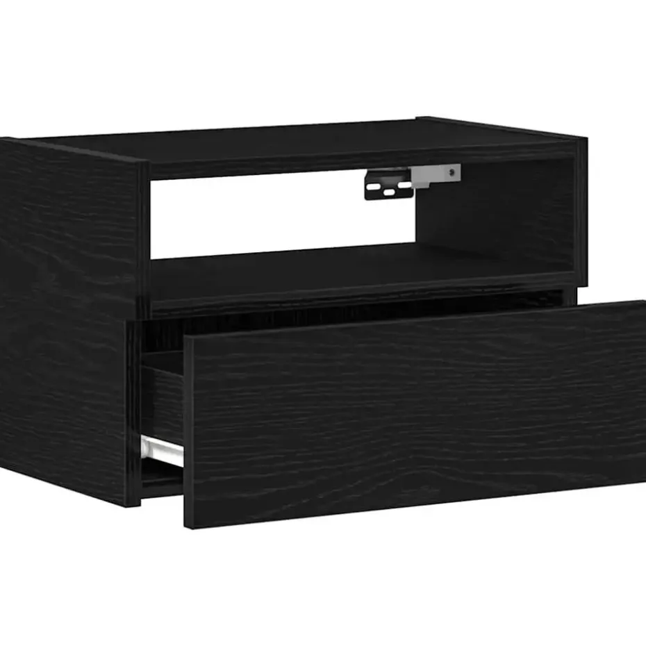 vidaXL - Zwevend Nachtkastjes met lade - Zwart - 45x26x28.5 cm - Set van 2