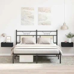 vidaXL - Zwevend Nachtkastje - Zwart - Bewerkt hout - 2 stuks