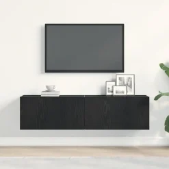 vidaXL - Zwevend TV-meubel met 2 deuren - Zwart eiken - 120x30x30.5 cm