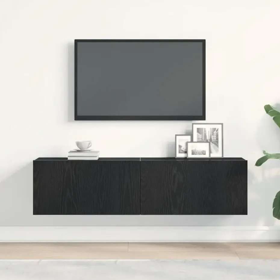 vidaXL - Zwevend TV-meubel met 2 deuren - Zwart eiken - 120x30x30.5 cm
