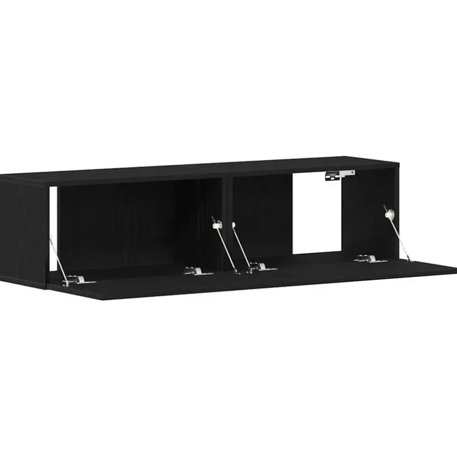 vidaXL - Zwevend TV-meubel met 2 deuren - Zwart eiken - 120x30x30.5 cm