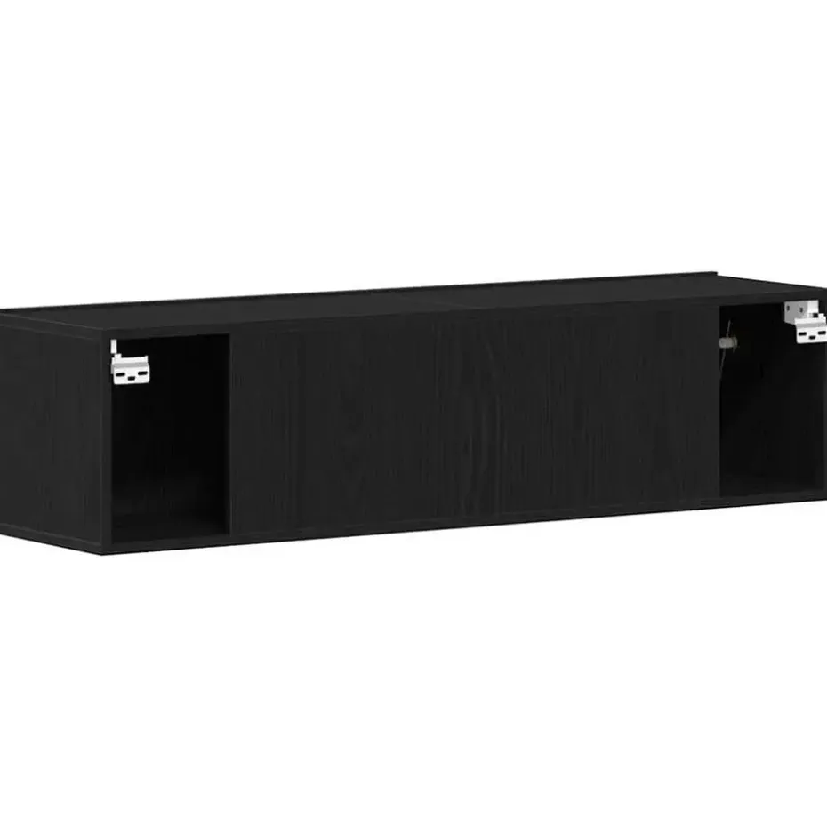 vidaXL - Zwevend TV-meubel met 2 deuren - Zwart eiken - 120x30x30.5 cm