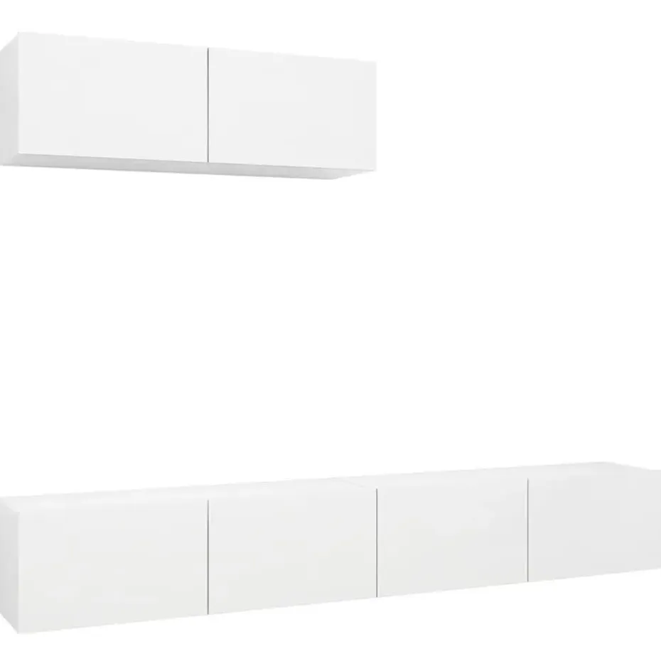 vidaXL - Zwevend TV-meubel met 1 deur - Wit - Hout - 100x30x30 cm - 3 stuks