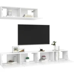 vidaXL - Zwevend TV-meubel met 1 deur - Wit - Hout - 100x30x30 cm - 3 stuks