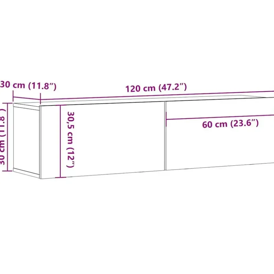 vidaXL - Zwevend TV-meubel met 2 deuren - Artisan eiken - Hout - 120x30x30 cm