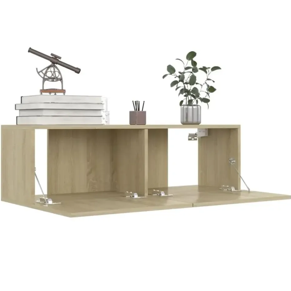 vidaXL - Zwevend TV-meubel met 1 deur - Sonoma eiken - 100x30x30 cm - 4 stuks