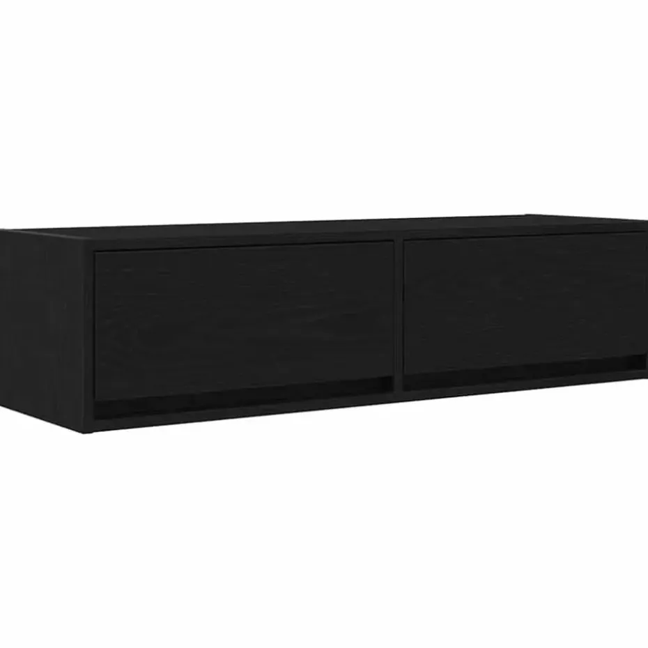 vidaXL - Zwevend TV-meubel met 2 lades - Zwart eiken - 100x31x25.5 cm