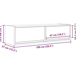vidaXL - Zwevend TV-meubel met 2 lades - Zwart eiken - 100x31x25.5 cm