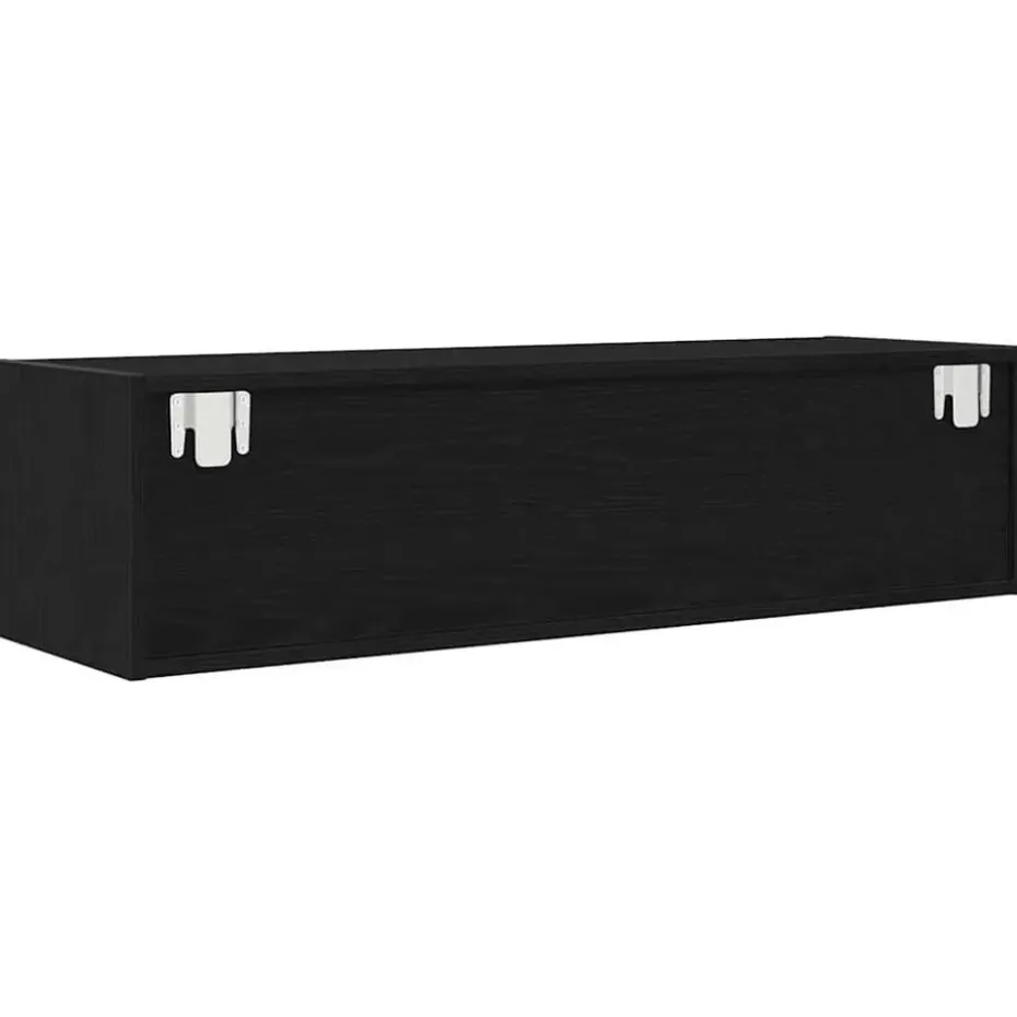 vidaXL - Zwevend TV-meubel met 2 lades - Zwart eiken - 100x31x25.5 cm