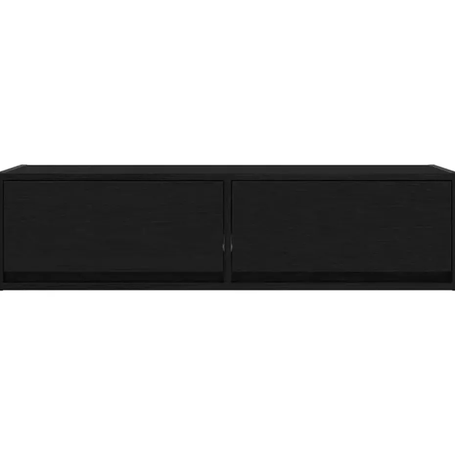 vidaXL - Zwevend TV-meubel met 2 lades - Zwart eiken - 100x31x25.5 cm