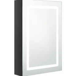 vidaXL Badkamerkast met spiegel LED 50x13x70 cm glanzend zwart