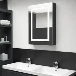 vidaXL Badkamerkast met spiegel LED 50x13x70 cm glanzend zwart