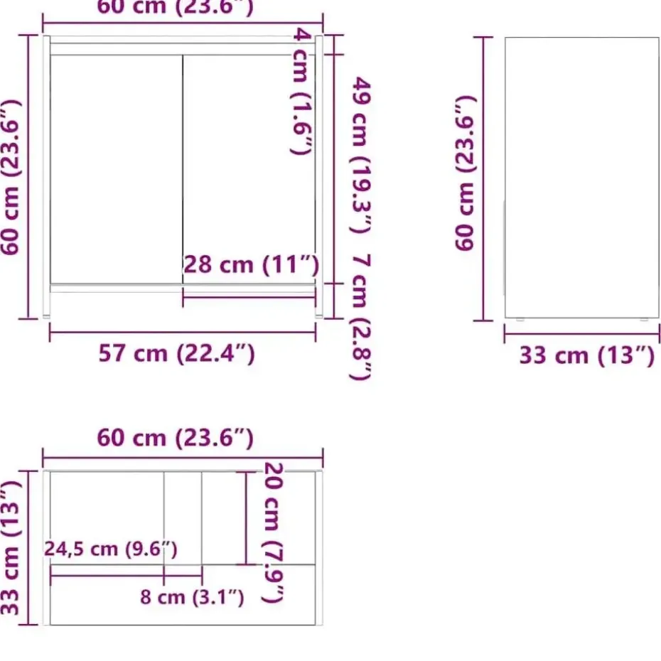 VIDAXL Badkamerkast 60x33x61 cm spaanplaat wit