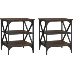 vidaXL Bijzettafels - Industrieel - Bruin eiken - Hout - 40x42x50 cm - Set van 2