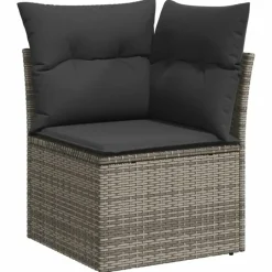 vidaXL 8-delige Loungeset kussens - hout armsteun & salontafel - Grijs