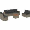vidaXL 9-delige Loungeset met kussens - hout armsteun & salontafel - Grijs