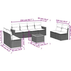 vidaXL 9-delige Loungeset met kussens - hout armsteun & salontafel - Grijs