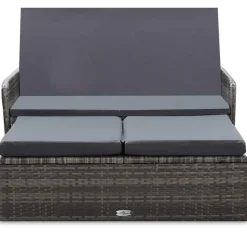 VIDAXL 2-delige Loungeset met kussens poly rattan grijs