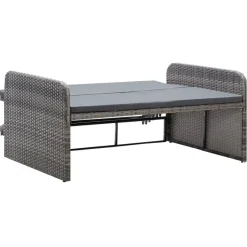 VIDAXL 2-delige Loungeset met kussens poly rattan grijs