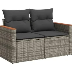 vidaXL 5-delige Loungeset met kussens en kruk - hout armsteun - Grijs