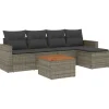 vidaXL 6-delige Loungeset met kussens en salontafel - Grijs - Poly rattan
