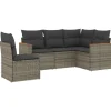 vidaXL 5-delige Loungeset voor 5 met kussens - Gris - Poly rattan
