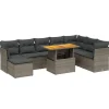 vidaXL 9-delige Loungeset voor 8 met kussens & verstelbaar hout salontafel