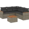vidaXL 6-delige Loungeset voor 5 met kussens en salontafel - Grijs - Poly rattan
